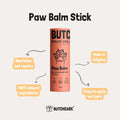 Butch Care Paw Balm Stick on a white background with text highlighting features.